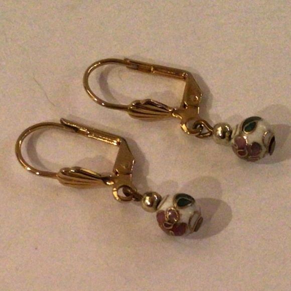 Cloisonné Petite Lever Back Fashion Earrings - Picture 1 of 2